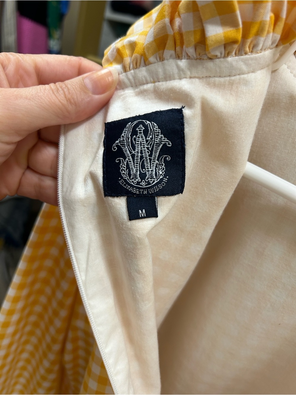 Yellow Gingham Ruffle-Neck Blouse - Picture 4 of 4